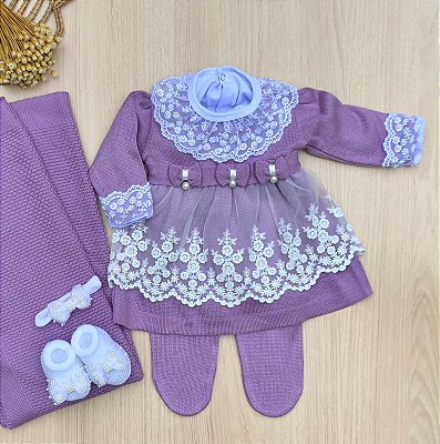 Vestido com Renda Luna Menina 6 peças