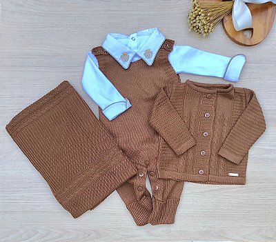 Saída de maternidade menino Alex tricot - Urso Príncipe 4 peças