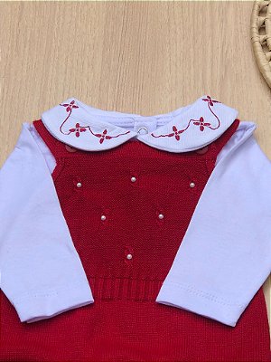 Saída de maternidade menina Anna macacão em tricot 3 peças