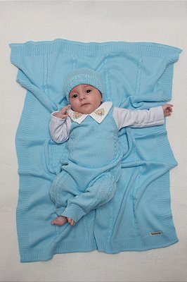 Saída de maternidade menino João Paulo macacão em tricot 4 peças