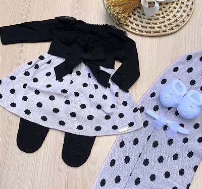 Saída de Maternidade menina bolinha Samantha 5 Peças | Dinhos Baby