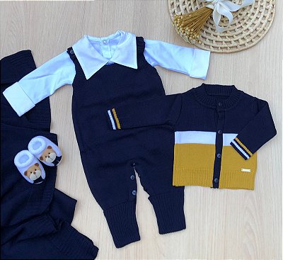 Saída de Maternidade O Royal Tricot 5 Peças | Casaco, Macacão, Body, Manta e Sapatinhos | Dinhos Baby
