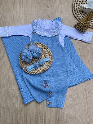 Saída de Maternidade Menina 5 Peças em Tricot Completa