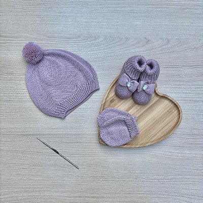 Kit Conforto Menina Brilho Tamine Dinhos Baby Tricot 3 Peças