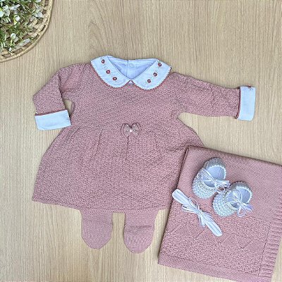 Saída de Maternidade Menina Eloá 6 Peças Tricot Dinhos Baby