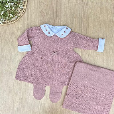 Saída de Maternidade Menina Eloá 4 Peças Tricot Dinhos Baby
