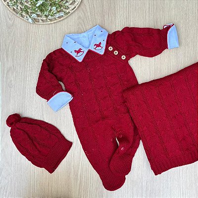 Saída de Maternidade Menino Matteo Tricot 4 Peças
