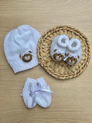 Kit Menino Ursinho Aviador Dinhos Baby 3 Peças