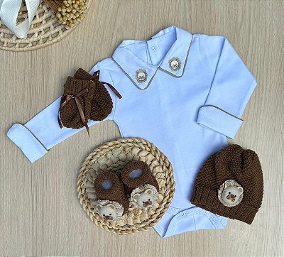 Saída de Maternidade Menino Leão 4 Peças – Dinhos Baby