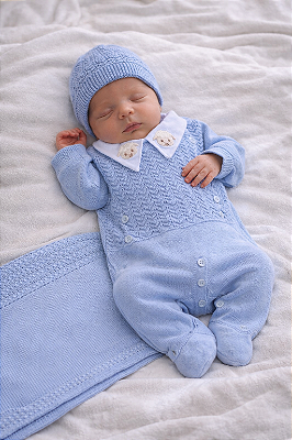 Saída de Maternidade Menino Benjamin Tamine 4 Peças – Dinhos Baby