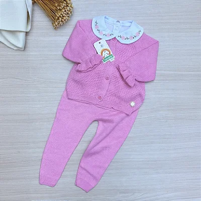 Conjunto Saida Maternidade Calça e Casaco Menina Soraia Tamine 3 Peças