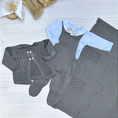 Saída de Maternidade Tricot Menino Daniel Tamine 4 Peças