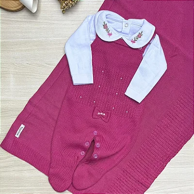 Saída de Maternidade Tricot Menina Laura Maria 3 Peças