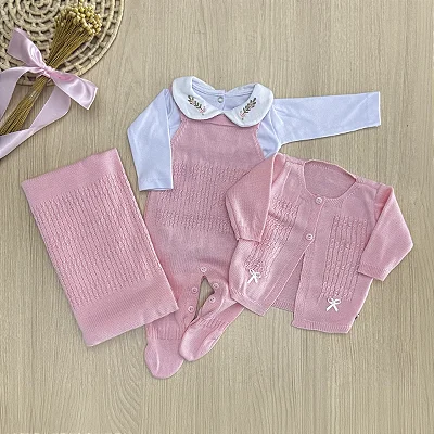 Saída de Maternidade Menina Olivia Maria 4 Peças – Dinhos Baby