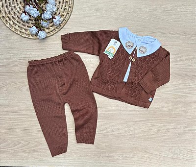 Conjunto Menino Daniel Tamine Calça e Casaco Tricot 2 Peças