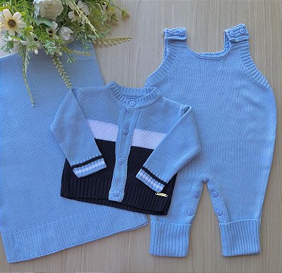 Saída de Maternidade Menino Moscou Tricot 3 Peças