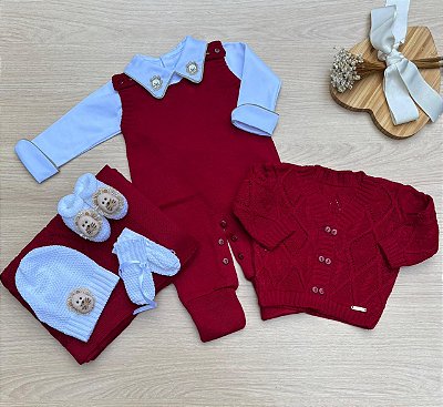 Saída de maternidade Dinhos Baby de menino Dubai em tricot 7 peças