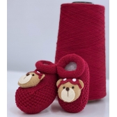 Sapatinhos de tricot aplique de urso aviador