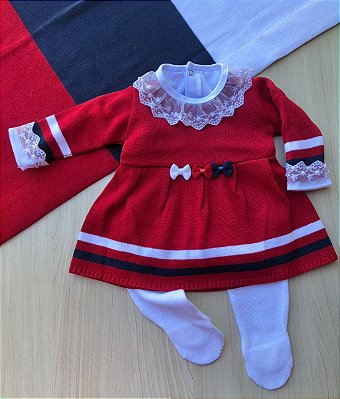 Saída de Maternidade Menina Berlin Vestido Tricot 4 Peças