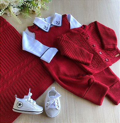 Saida de Maternidade Tricot Tênis All Star 5 Peças