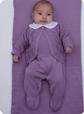 Saída de maternidade de menina Vitória em tricot 4 peças