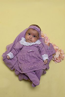 Saída de Maternidade de Menina Vestido Nina tricot 5 peças