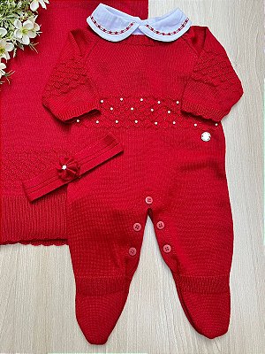 Saída de Maternidade Esther Macacão em Tricot 4 peças Dinhos Baby