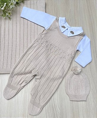 Saída de maternidade Dinhos Baby menino Joca em tricot 4 peças