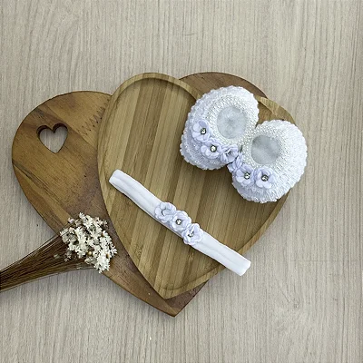 Kit Sapatinho e Faixa de Bebê com Flores
