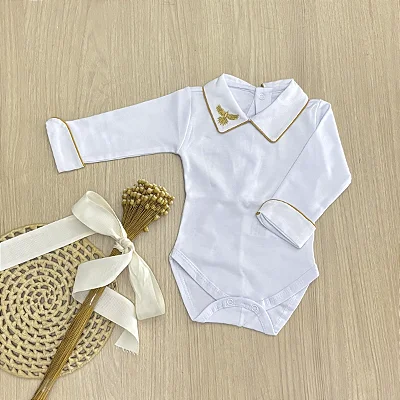 Body Bebê Batizado Gola Bordada