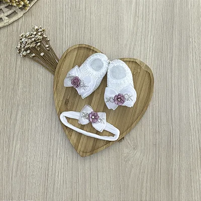 Sapatinho de Bebê com Faixinha Menina Encanto Flora 2 Peças Dinhos Baby