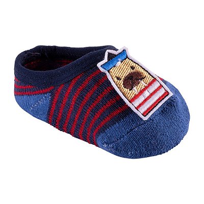 MEIA SAPATILHA APLIQUE 16-20 MASCULINA PIMPOLHO AZUL/MARINHEIRO