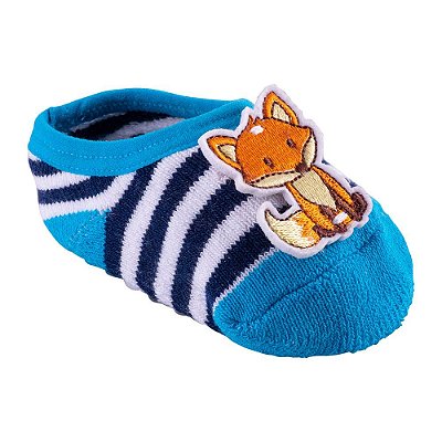 MEIA SAPATILHA APLIQUE 16-20 MASCULINA PIMPOLHO AZUL/RAPOSA