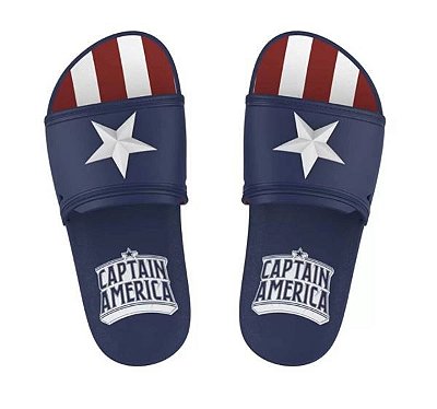 SLIDE CHINELO MARVEL HERO SQUAD AZUL/BRANCO CAPITÃO AMÉRICA