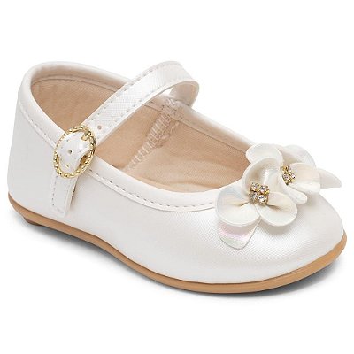 SAPATINHO PIMPOLHO SAPATILHA BRANCO PEROLADO FLORES