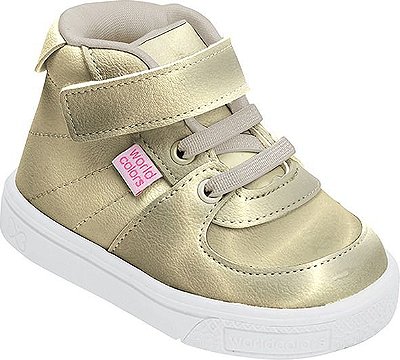 Tênis Bota Feminino World Colors Dourado com Velcro