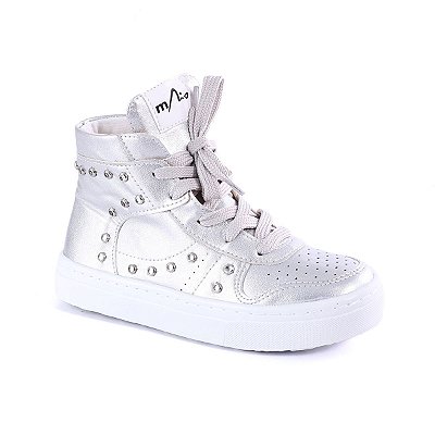 Tenis Prata Cano Alto com Strass Menina Rio