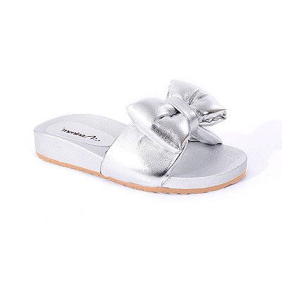 Chinelo Slide Prata Metalizado Maxi Laco Menina Rio