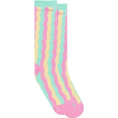Meia 23 - 29 Worls Colors 3/4 Ondas Coloridas Candy Colors