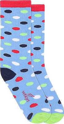 Meia 23 - 29 Worls Colors 3/4 Azul com Bolas Coloridas