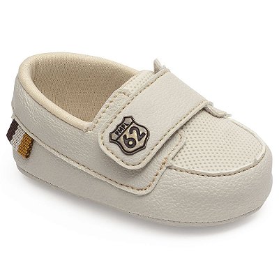 Sapato Mocassim Baby Pimpolho Off White Fechamento no Velcro