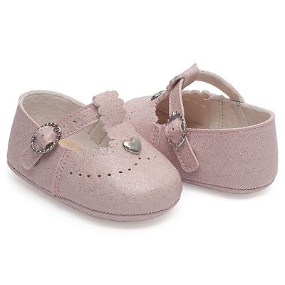 Sapatilha Baby Pimpolho Love Rosa Bebê com Fivela