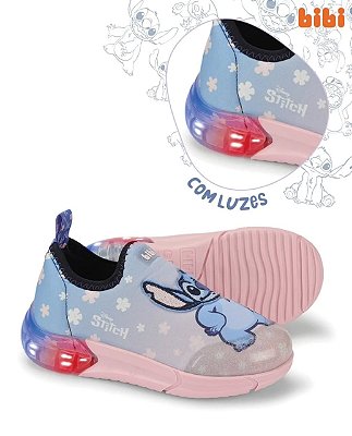 Tênis Space Bibi Azul e Rosa Neoprene Stitch  com Led