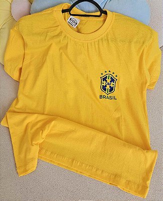 Camiseta Amarela Logo CBF Brasil Juvenil