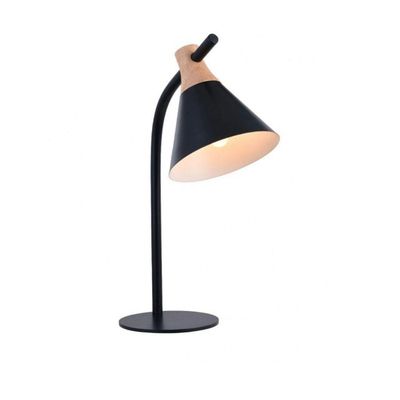 ABAJUR DE MESA MACAROM METAL MADEIRA PRETO