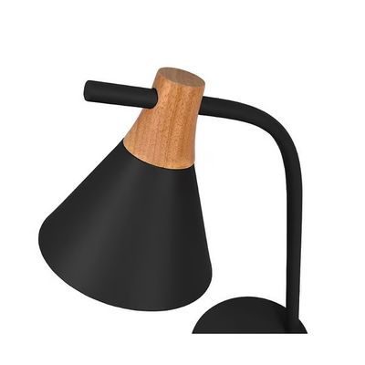 ABAJUR DE MESA MACAROM METAL MADEIRA PRETO