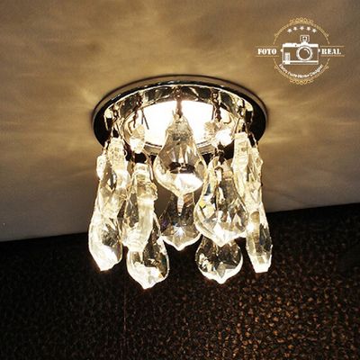 SPOT EMBUTIDO REDONDO EM CRISTAIS E AÇO CROMADO YD770 BELLA