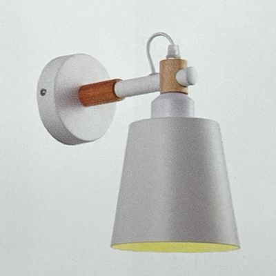 ARANDELA PAREDE NORDICA CONE DETALHE MADEIRA BRANCO