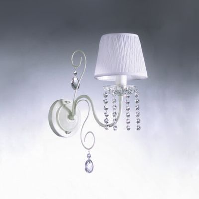 ARANDELA PATINADA BRANCA CRISTAL CUPULA TECIDO AR142 OLD ARTISAN