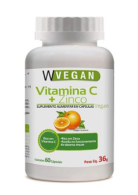 Vitamina C 500mg + Zinco 60 capsulas - WVegan